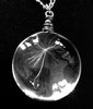 Glass (Wish) Pendant Necklace with Real "Dandelion Seed" Jewelry