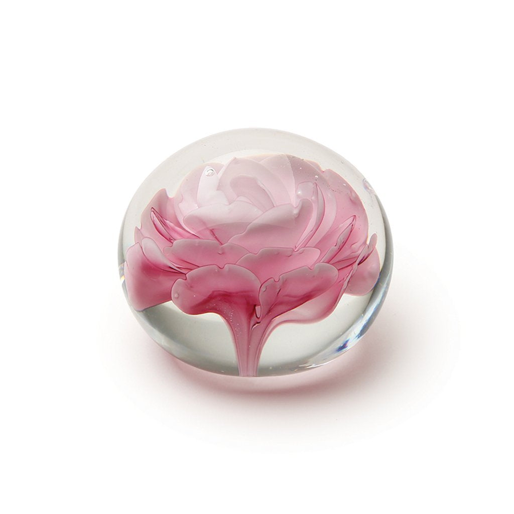 Rose Paperweight - Glass Crystal Hand Made (Pink)