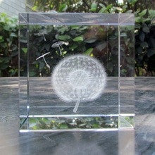 Dandelion Glass Sculpture - Laser Etched
